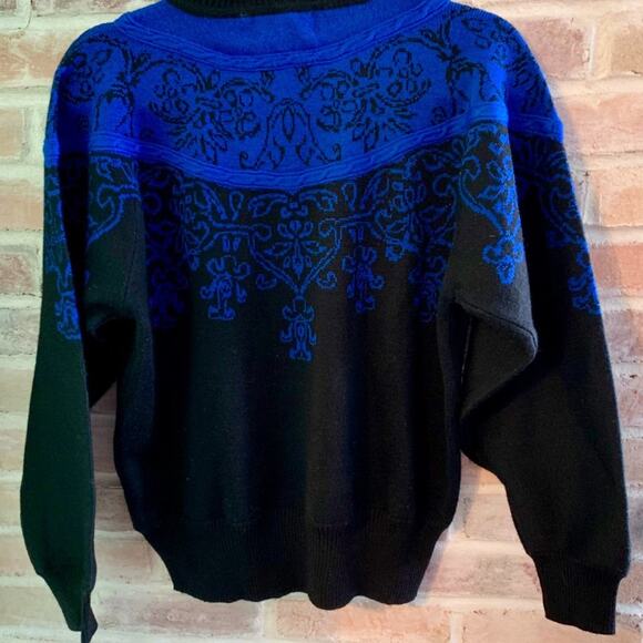 Tyrolia Skiwear Blue & Black Vintage Wool-Blend Sweater Size: Small - Picture 6 of 11